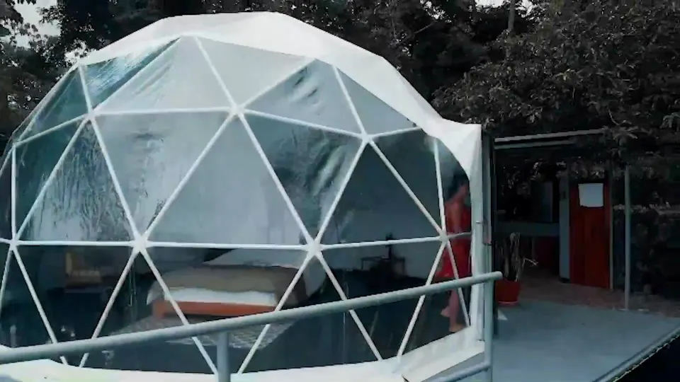 Still from the Geodesic dome retreat film